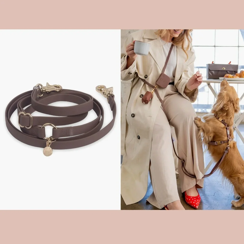 NEW $46 Sunny Tails [ Espresso Brown ] 4-in-1 Convertible Hands Free Leash U1620